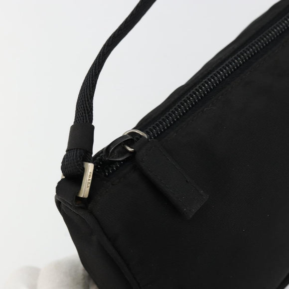 PRADA Accessory Pouch Nylon Black Silver Auth 176631A