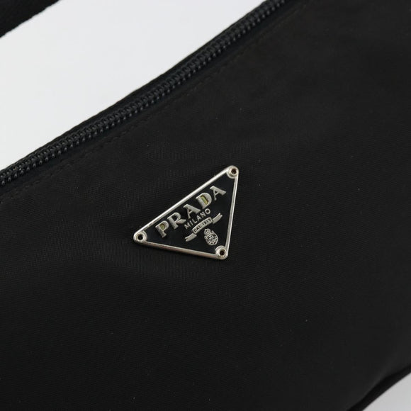 PRADA Accessory Pouch Nylon Black Silver Auth 176631A