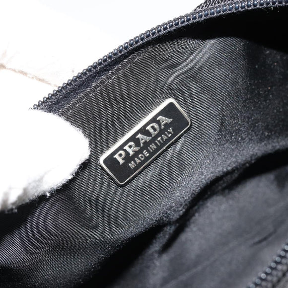 PRADA Accessory Pouch Nylon Black Silver Auth 176631A