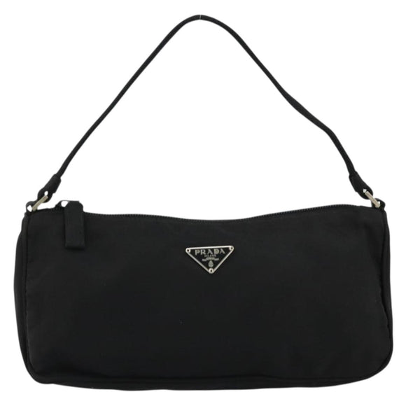 PRADA Accessory Pouch Nylon Black Silver Auth 176631A