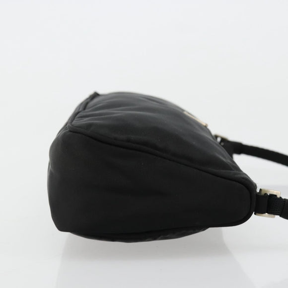 PRADA Accessory Pouch Nylon Black Silver Auth 176631A