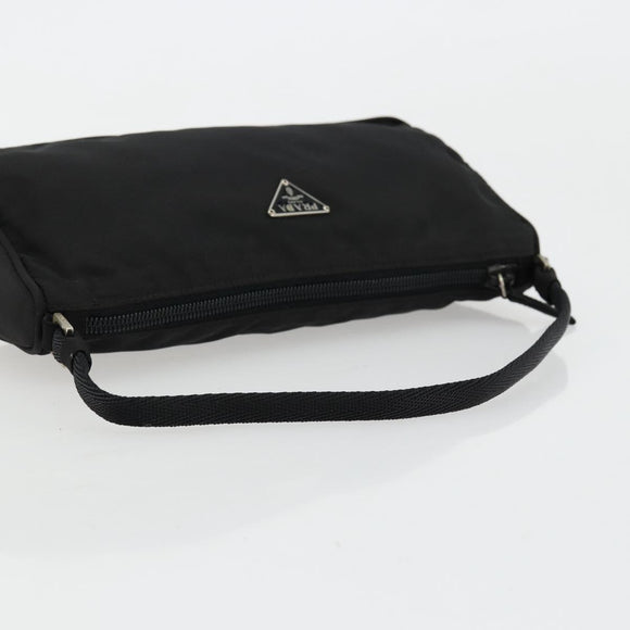 PRADA Accessory Pouch Nylon Black Silver Auth 176631A