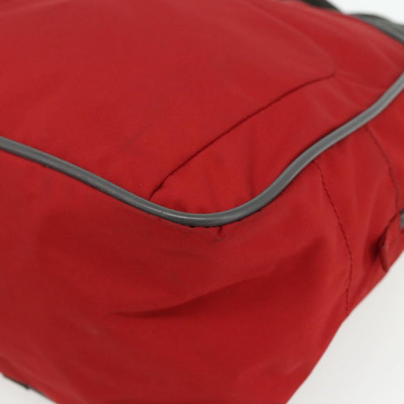 PRADA Sports Hand Bag Nylon Red Silver Auth 176633A