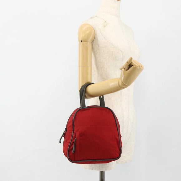 PRADA Sports Hand Bag Nylon Red Silver Auth 176633A