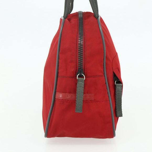 PRADA Sports Hand Bag Nylon Red Silver Auth 176633A