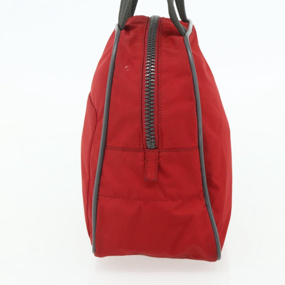 PRADA Sports Hand Bag Nylon Red Silver Auth 176633A