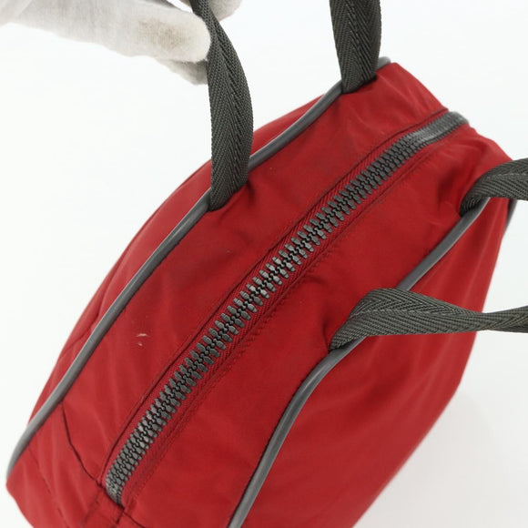 PRADA Sports Hand Bag Nylon Red Silver Auth 176633A