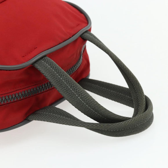 PRADA Sports Hand Bag Nylon Red Silver Auth 176633A