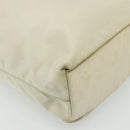 PRADA Tote Bag Nylon Beige Silver Auth 176637-14