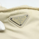 PRADA Tote Bag Nylon Beige Silver Auth 176637-17