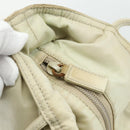 PRADA Tote Bag Nylon Beige Silver Auth 176637-10