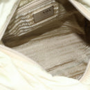 PRADA Tote Bag Nylon Beige Silver Auth 176637-11