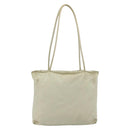 PRADA Tote Bag Nylon Beige Silver Auth 176637-2