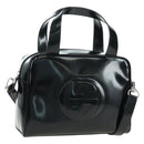 GUCCI Hand Bag Patent leather 2way Black Silver Auth 176640-1