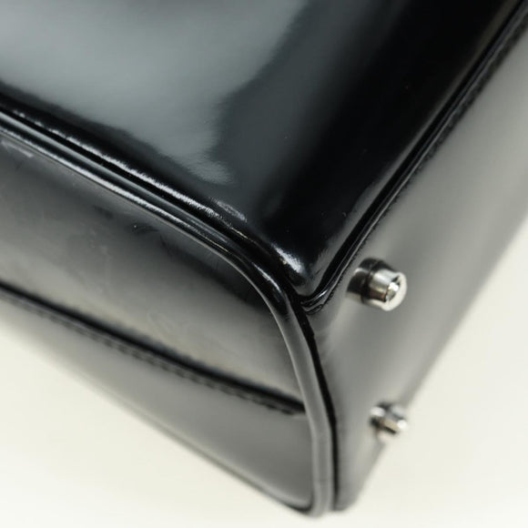 GUCCI Hand Bag Patent leather 2way Black Silver Auth 176640