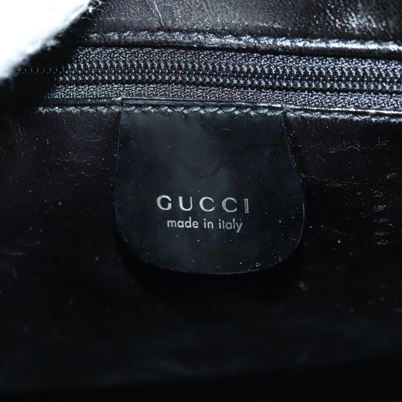 GUCCI Hand Bag Patent leather 2way Black Silver Auth 176640