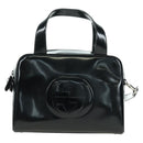 GUCCI Hand Bag Patent leather 2way Black Silver Auth 176640-13