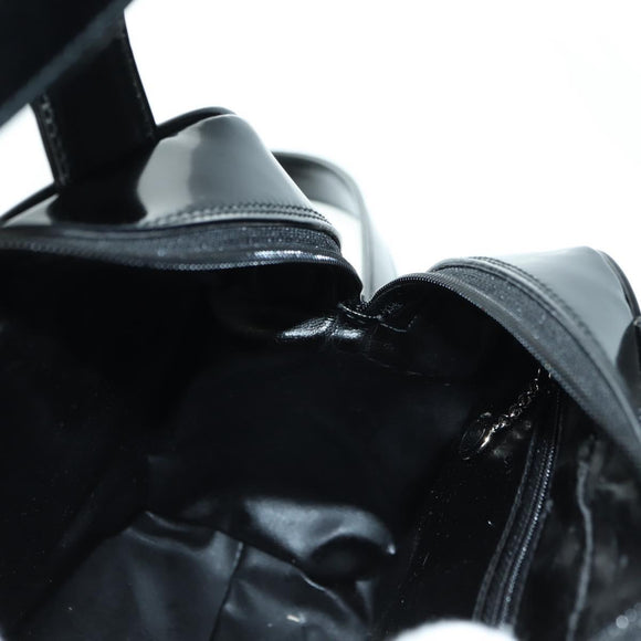GUCCI Hand Bag Patent leather 2way Black Silver Auth 176640