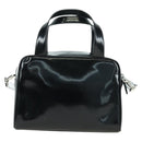 GUCCI Hand Bag Patent leather 2way Black Silver Auth 176640-2