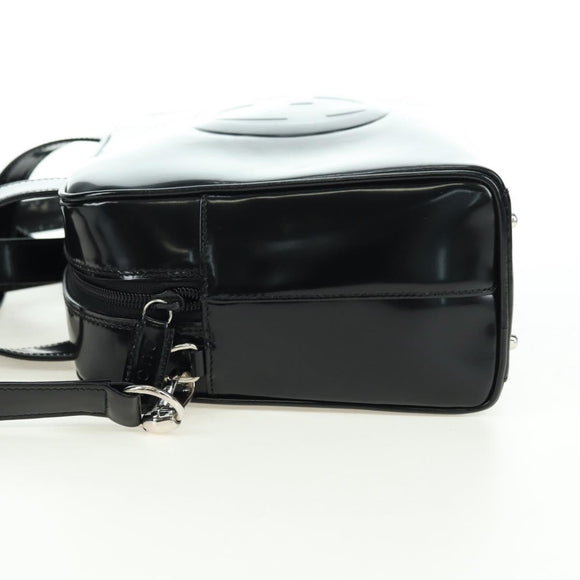 GUCCI Hand Bag Patent leather 2way Black Silver Auth 176640