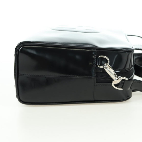 GUCCI Hand Bag Patent leather 2way Black Silver Auth 176640