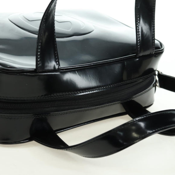 GUCCI Hand Bag Patent leather 2way Black Silver Auth 176640