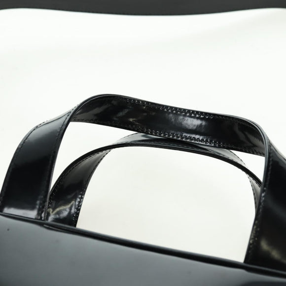 GUCCI Hand Bag Patent leather 2way Black Silver Auth 176640