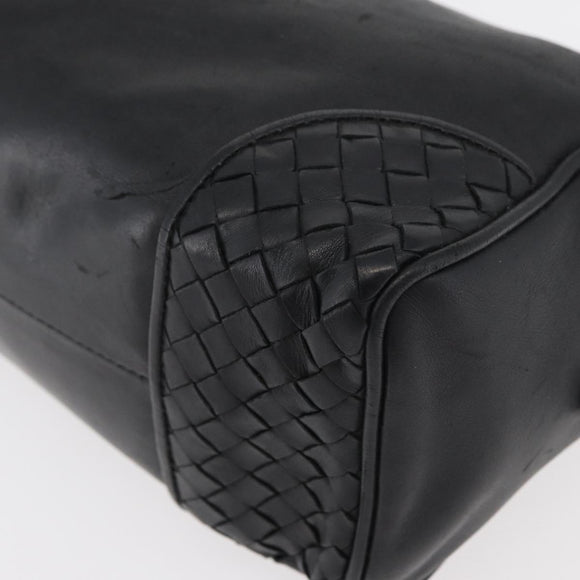 BOTTEGA VENETA Clutch Bag Leather Black Auth 176641