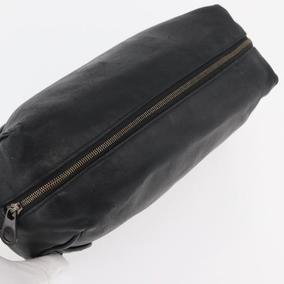 BOTTEGA VENETA Clutch Bag Leather Black Auth 176641