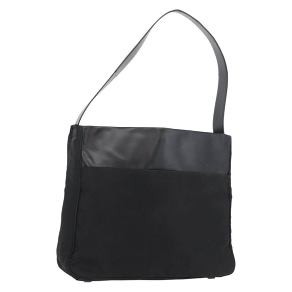 PRADA Shoulder Bag Nylon Black Silver Auth 176642