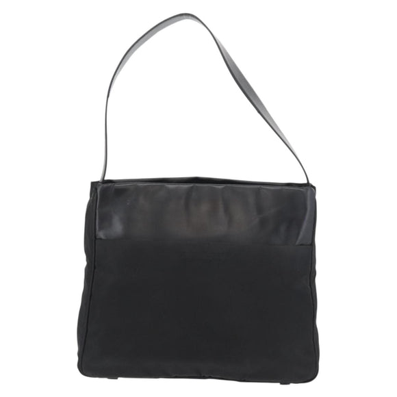 PRADA Shoulder Bag Nylon Black Silver Auth 176642