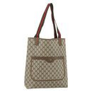 GUCCI GG Supreme Web Sherry Line Tote Bag PVC Beige Red 39 02 003 Auth 176643-1