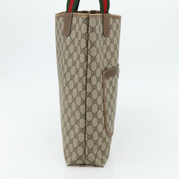 GUCCI GG Supreme Web Sherry Line Tote Bag PVC Beige Red 39 02 003 Auth 176643
