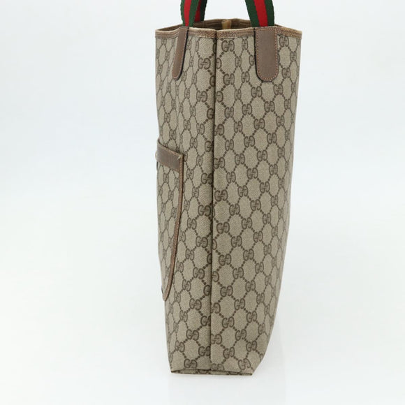 GUCCI GG Supreme Web Sherry Line Tote Bag PVC Beige Red 39 02 003 Auth 176643