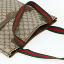 GUCCI GG Supreme Web Sherry Line Tote Bag PVC Beige Red 39 02 003 Auth 176643-6