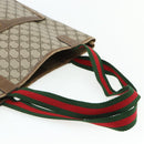 GUCCI GG Supreme Web Sherry Line Tote Bag PVC Beige Red 39 02 003 Auth 176643-7