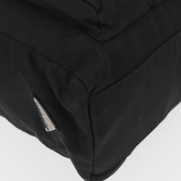 PRADA Tote Bag Nylon Black Silver Auth 176645
