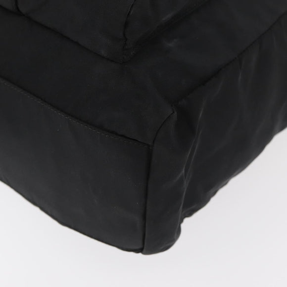 PRADA Tote Bag Nylon Black Silver Auth 176645