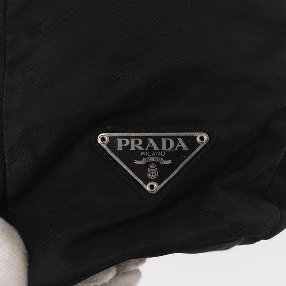 PRADA Tote Bag Nylon Black Silver Auth 176645
