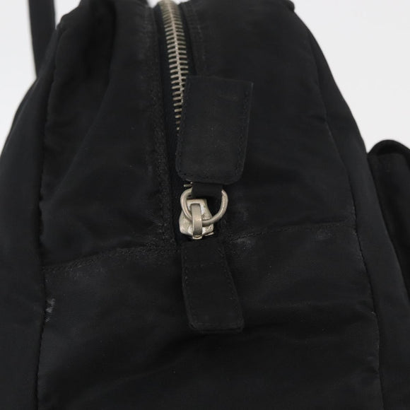 PRADA Tote Bag Nylon Black Silver Auth 176645