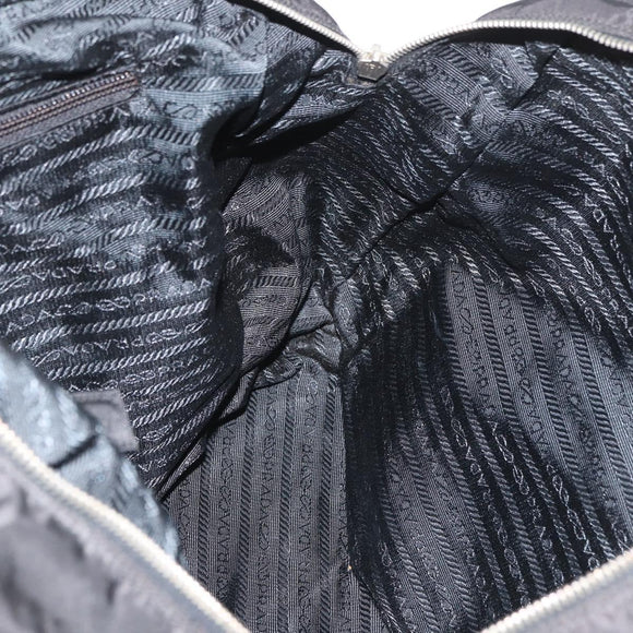 PRADA Tote Bag Nylon Black Silver Auth 176645