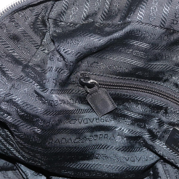 PRADA Tote Bag Nylon Black Silver Auth 176645