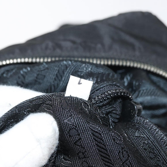 PRADA Tote Bag Nylon Black Silver Auth 176645
