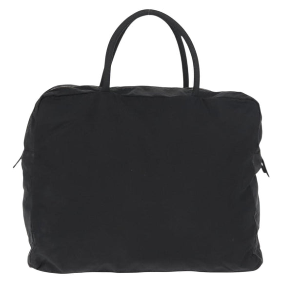 PRADA Tote Bag Nylon Black Silver Auth 176645