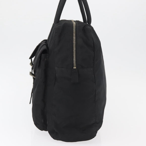 PRADA Tote Bag Nylon Black Silver Auth 176645