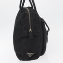 PRADA Tote Bag Nylon Black Silver Auth 176645-4