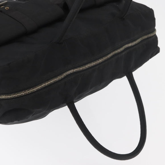 PRADA Tote Bag Nylon Black Silver Auth 176645