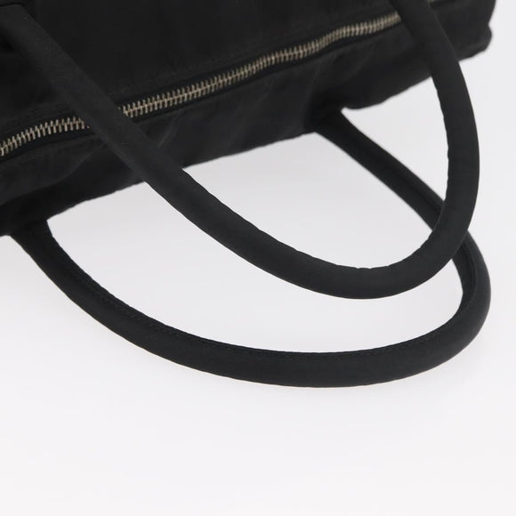 PRADA Tote Bag Nylon Black Silver Auth 176645
