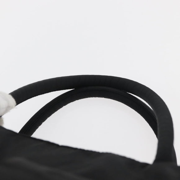 PRADA Tote Bag Nylon Black Silver Auth 176645