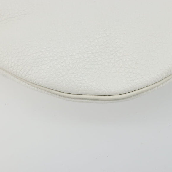 Christian Dior Shoulder Bag Leather White Gold Auth 176650